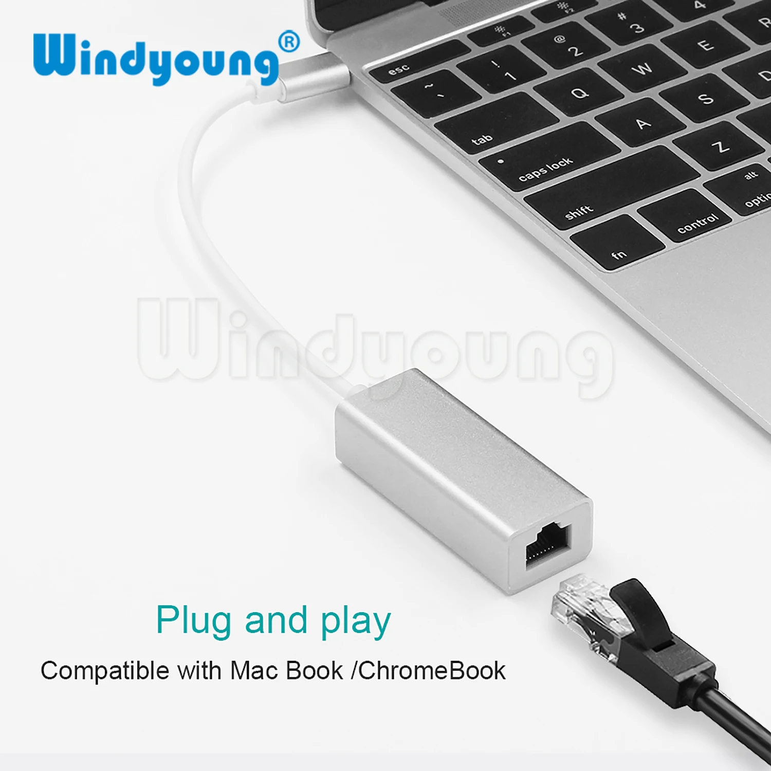 Адаптер концентратор 4 в 1 USB 3 Тип C к HDMI 4K Gigabit Ethernet RJ45 0 мультипортовый цифровой