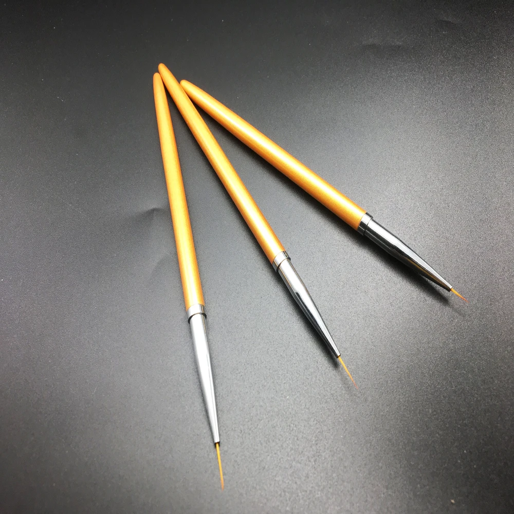 

3 Pcs Golden Nail Art Painting Brush Pen Professional High Quality UV Gel Polish Tips 3D Design Manicure Drawing Tool