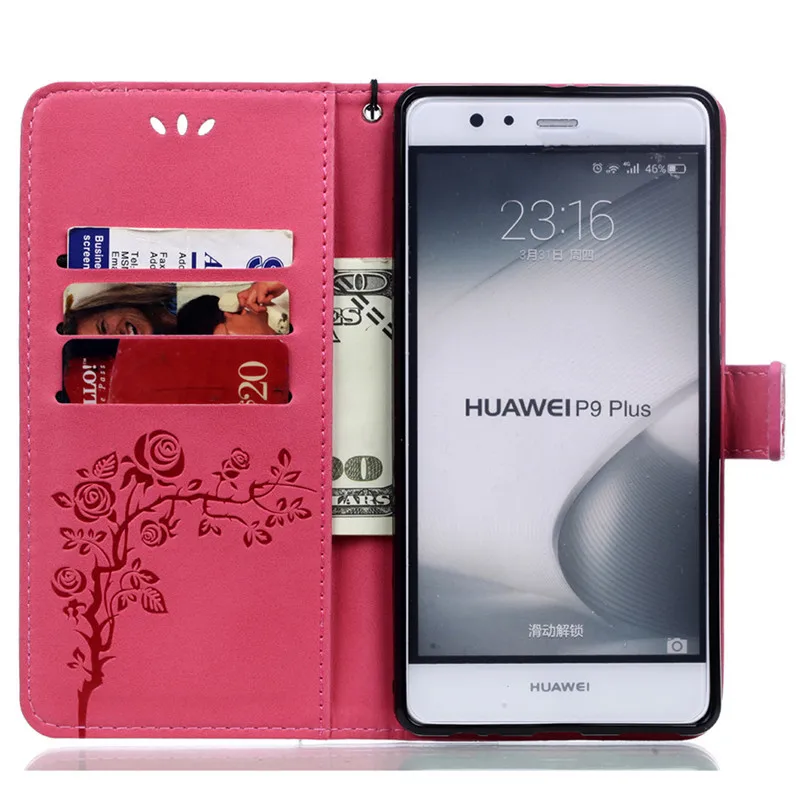 For Huawei P9 Plus Luxury PU Leather Wallet Case Ascend Embossed Style Women Bag Flip Cover Phone Pouch | Мобильные телефоны и
