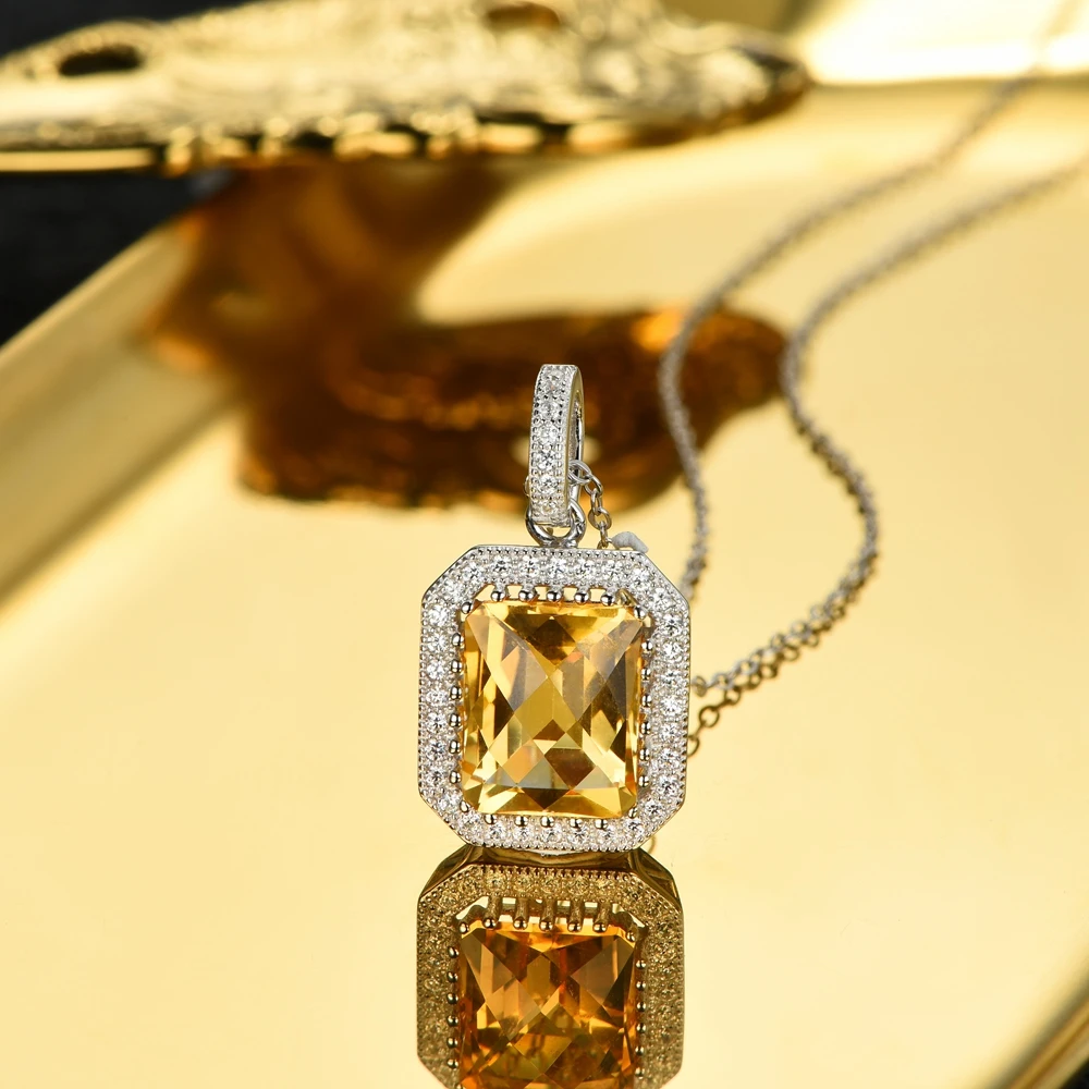 Подвеска L & zuan 4 53ct натуральный цитрин из серебра 925 пробы для женщин|neckalce women| |
