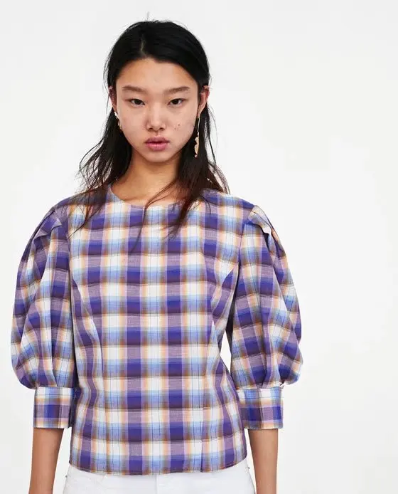 Omchion blusas Mujer de Moda 2018 Новинка весны multi Цвет блуза в клетку Повседневное проверить