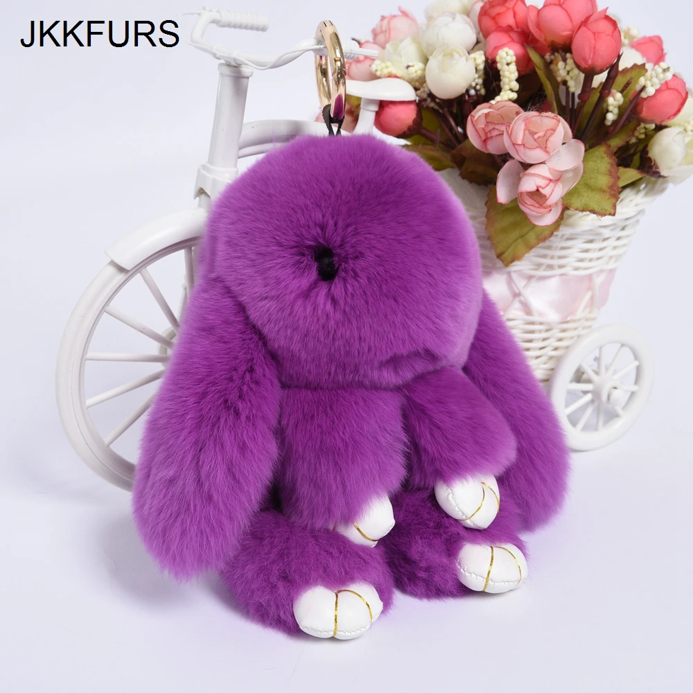JKKFURS 2019 Новое поступление 18 см Настоящий мех кролика брелки для женщин прекрасный