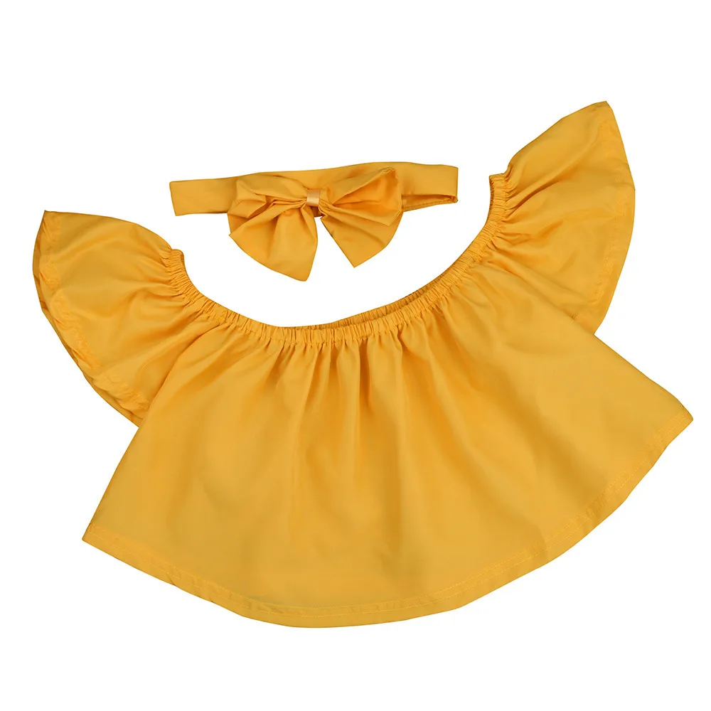 Casual Infant Cotton Suit baby girl boys clothe Set Toddler Kids Off Shoulder Ruffle T-Shirt Tops Summer Clothes Outfits | Детская