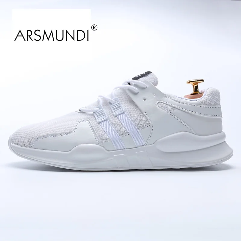 Мужские кроссовки ARSMUNDI белые дышащие из искусственной кожи с сетчатым верхом на