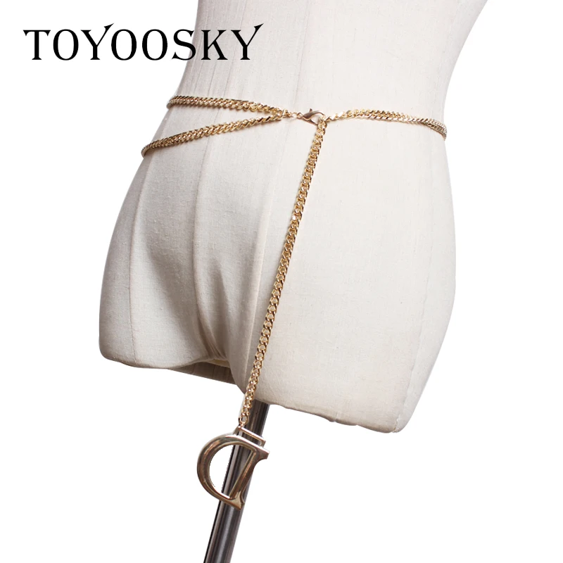 Женский ремень с бахромой TOYOOSKY золотистый узкий высокой талией и металлической