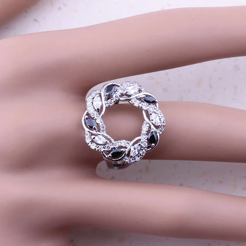 Высокое качество Черный Кристалл & Белый AAA Циркон Ювелирные наборы для женщин