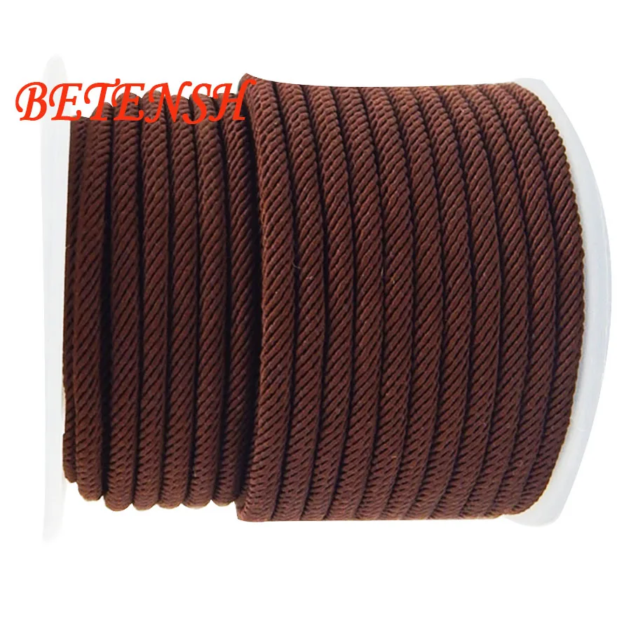 4-5mm DK Coffee DiY Craft Twisted Twine Nylon Cord+Jewelry Accessories Macrame rope Bracelet Necklace Thread-25m/Roll | Украшения и