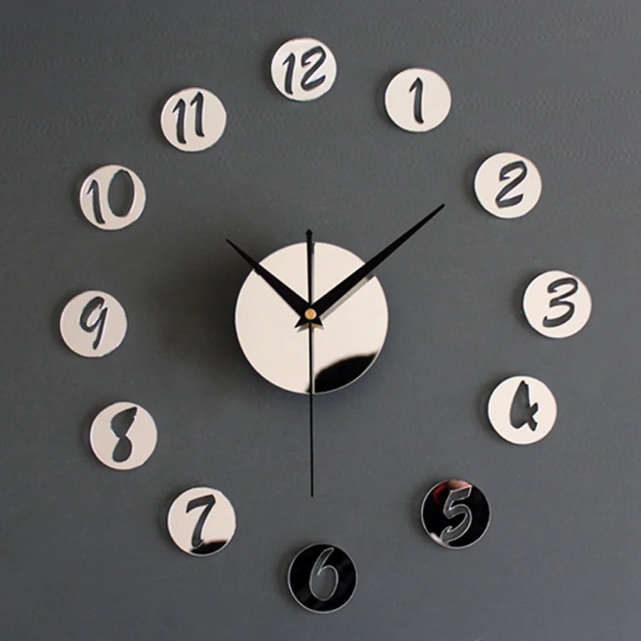 

Home Decor Wall Clock Acrylic Creative Mirrors Figure in Small Round Wall Clock Best DIY Clock for Your Unique Visual Perception