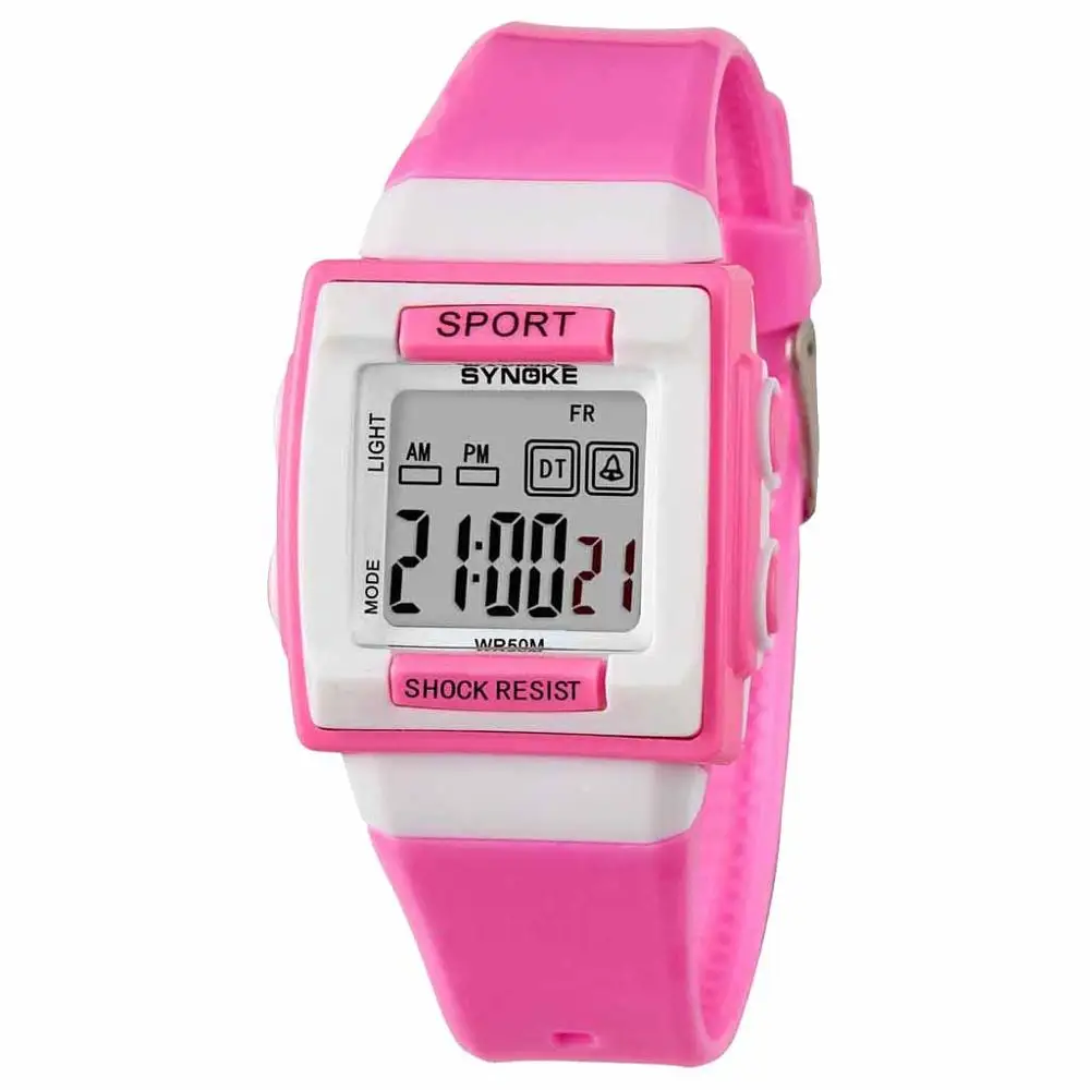 Pink SYNOKE силиконовый Карамельный цвет молодежных наручных часов для девочек часы модные часы Flamingo детские наручные часы с мультипликационным принтом Детские Кварцевые часы - Цвет: Pink