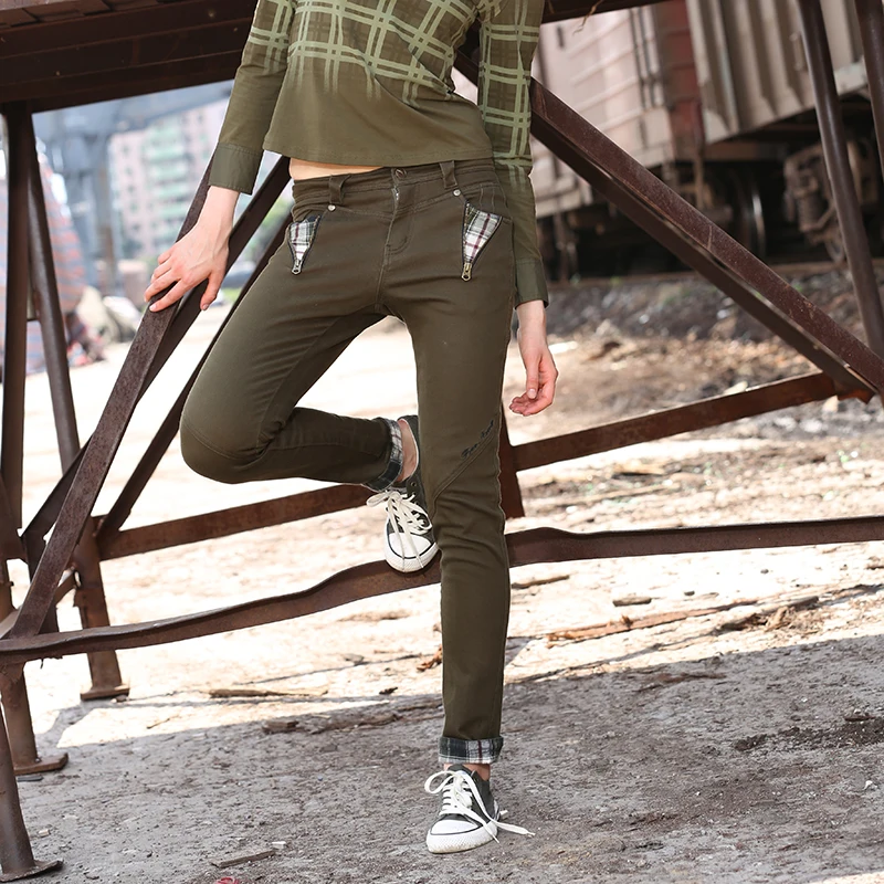 

Free Army Winter Pants Model Women Pants Plaids Casual Slim Wear For Women Twill Cotton Army Green Women Winter Pants Ladies