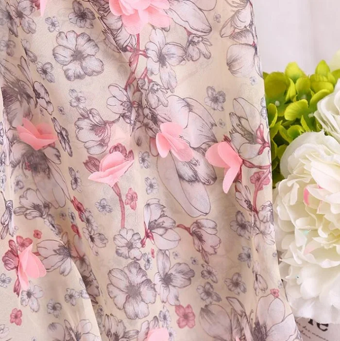 Ткань 3D цветок вышитые шифон для ручной работы Швейные материалы ремесло юбка