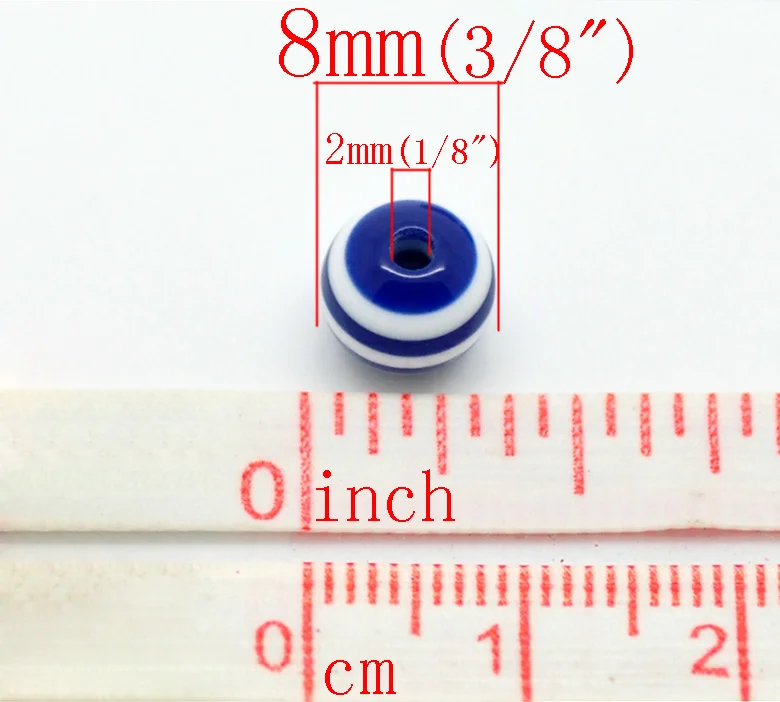 Doreen Box hot 200 темно синие полосатые круглые фотообои 8 мм (3/8 дюйма) (B18799)|beads 8mm|spacer
