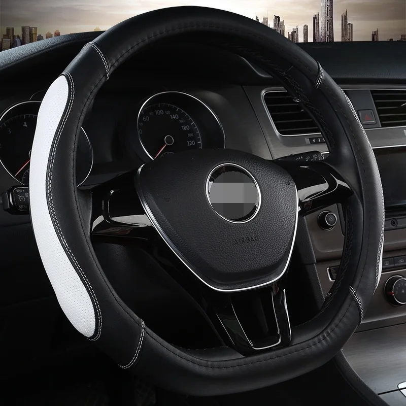 Чехол рулевого колеса автомобиля D форма Bump сшитая кожа для Volkswagen Golf 6 7 Polo Nissan Qashqai