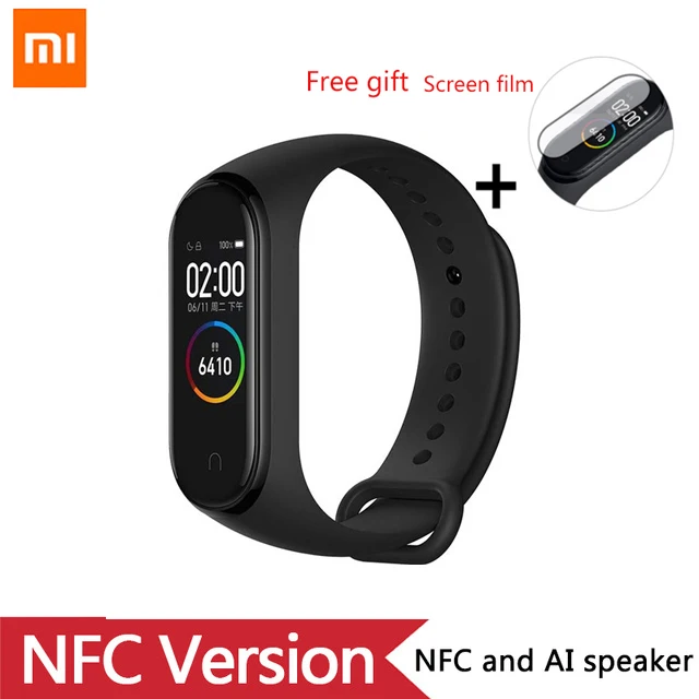 Official NFC version Умный Браслет OriginalXiao mi Band 4 на английском, испанском и русском языках, 3 цвета, AMOLED экран, mi band 4, Smartband, fitness Traker - Цвет: Official NFC version