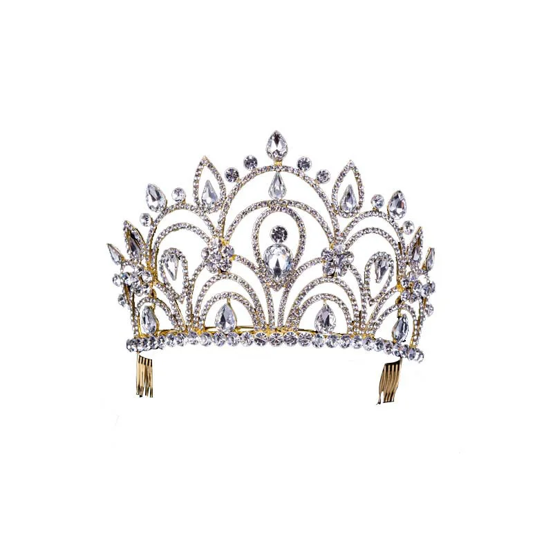 Кристалл Королевский большой поддон диадема Корона принцесса Pageant Выпускной лоза Свадебная повязка на голову диадемы украшения для волос T-033