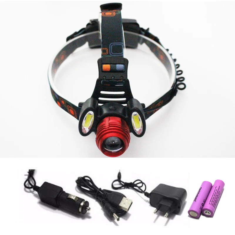 

Светодиодный налобный фонарь T6 с 2 аккумуляторами 18650 и зарядным устройством для ЕС/США/Австралии/Великобритании, 9000 люмен