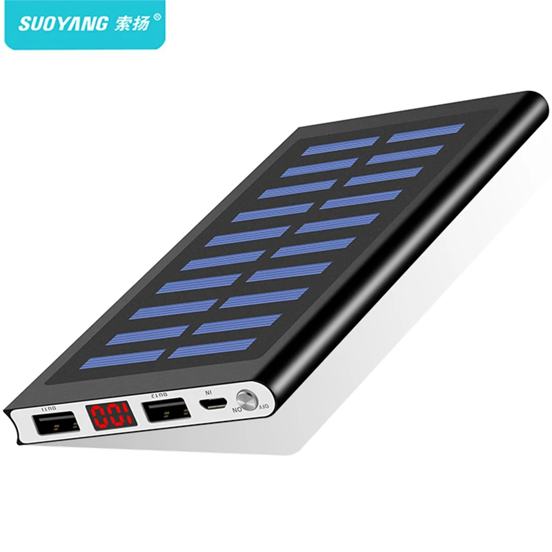 Солнечная 30000 mah Мощность Bank внешняя Батарея 2 USB светодиодный банк Портативный