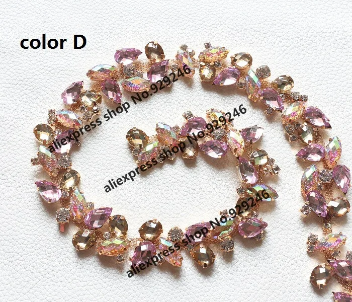 1 ярд/пакет 2 см синего желтого розового цвета с смолы Золотая цепь со стразами ярд