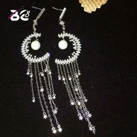 be 8 latest aaa cz stone brincos long drop dangle earrings for women jewelry moon shape dangle earrings boucle doreille e593