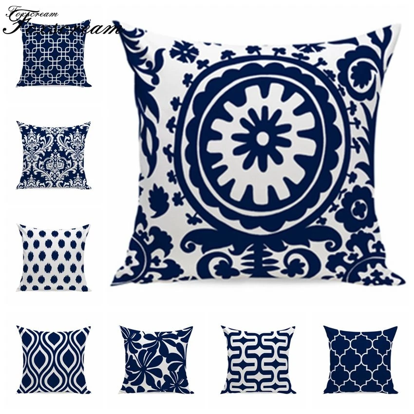 Темно синий декоративный чехол для подушки домашний декор рандомный дивана 45*45