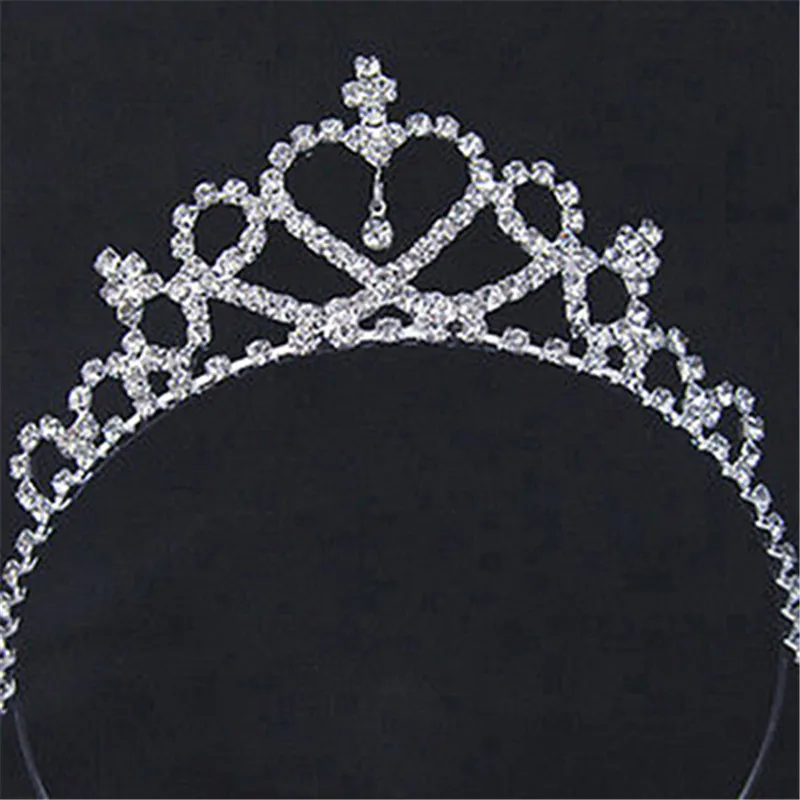 Kid Girls Elegant Heart Rhinestone Embedded Bridal Princess Tiara Crown Headband Hair Accessories | Детская одежда и обувь