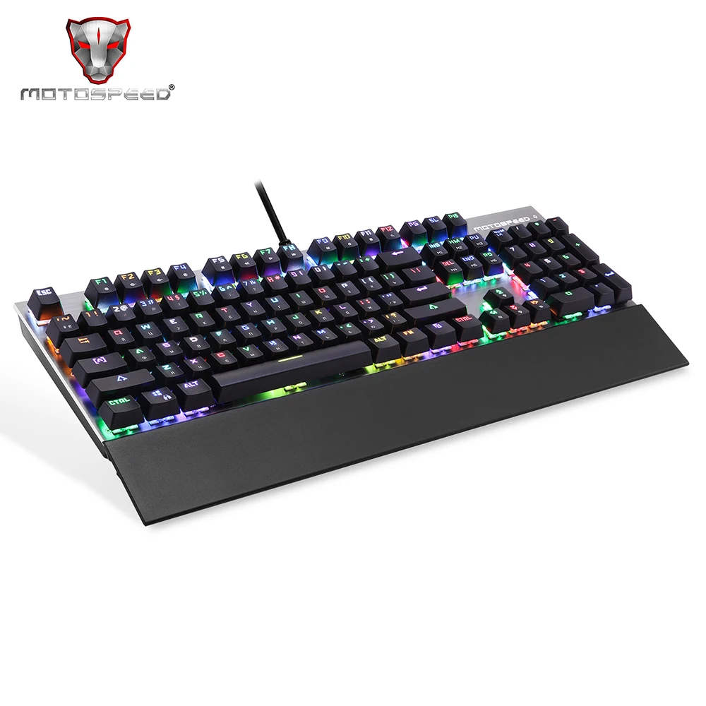 Motospeed CK108 игровая клавиатура с 104 кнопками синий переключатель RGB подсветка