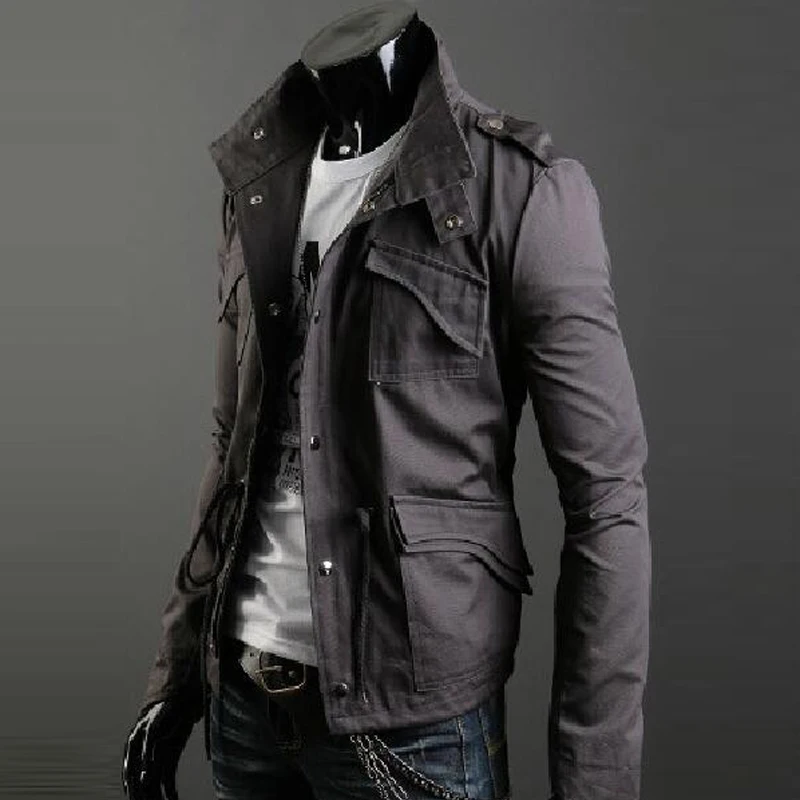 Мужская куртка в стиле милитари MKASS повседневная приталенная из хлопка большие