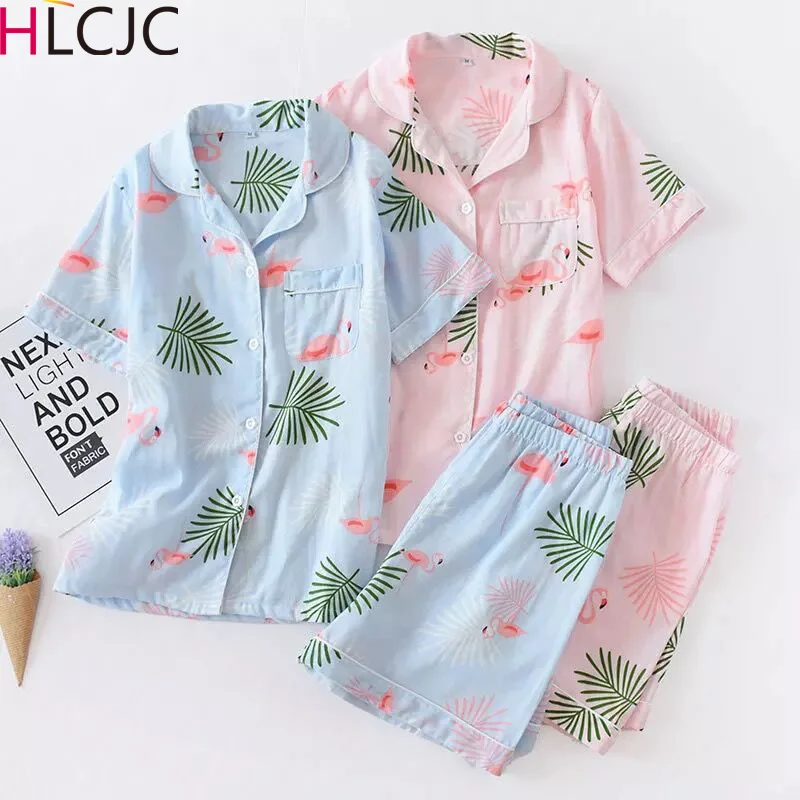 Пижама с коротким рукавом Flamingo летняя женская пижама из 100% хлопка марлей женские