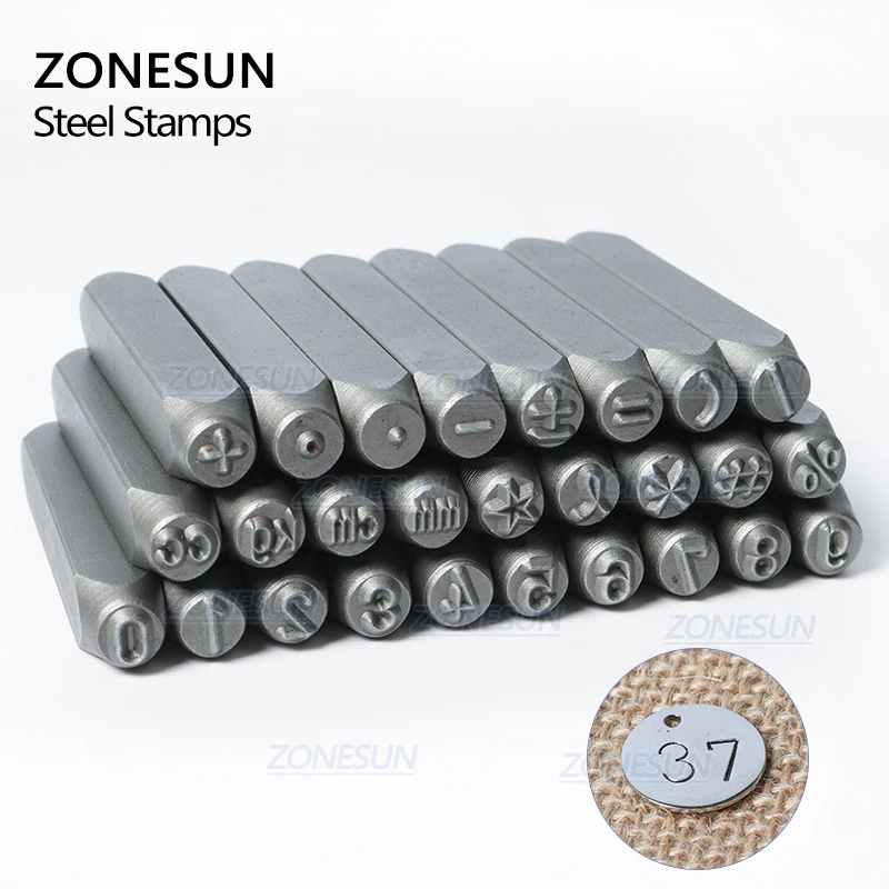 ZONESUN 27PCS Carbon Steel Jewelry Stamp Number Set Stamps Punch Die Metal Mark Stamping Tools For Bracelet Necklace Ring | Дом и сад