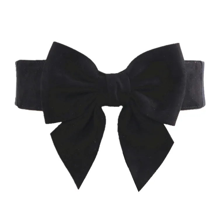 Женский черный пояс с бантом Эластичный элегантный вязаный ремень Новинка 2019