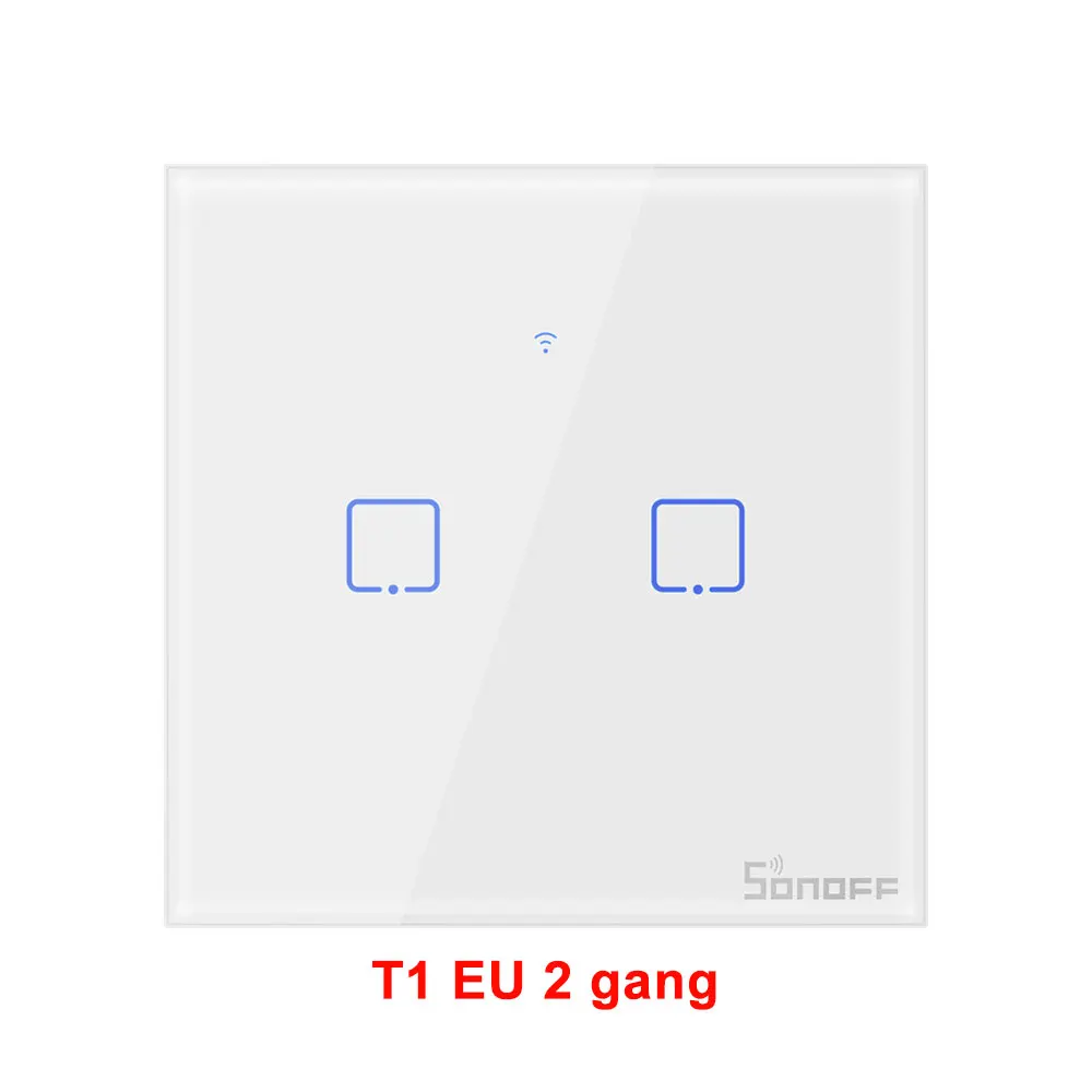 Itead Sonoff T1 ЕС 86 1/2/3 TX 433 МГц RF Дистанционное управление Wi-Fi настенный переключатель умный дом пульт дистанционного управления переключатель работает с Alexa Google Home - Комплект: Sonoff T1 EU 2 gang