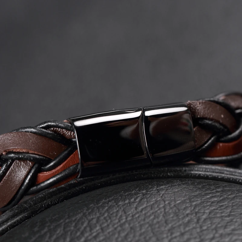 MOGE Мода Сращивание Плетеный Кожаные браслеты Для мужчин Нержавеющая сталь