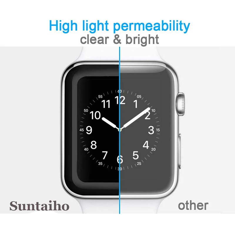 Suntaiho 5D полное покрытие стеклянная пленка для Apple Watch 42 38 мм серия 3 2 1 полная гелевая защита экрана титановый сплав fram для i Watch