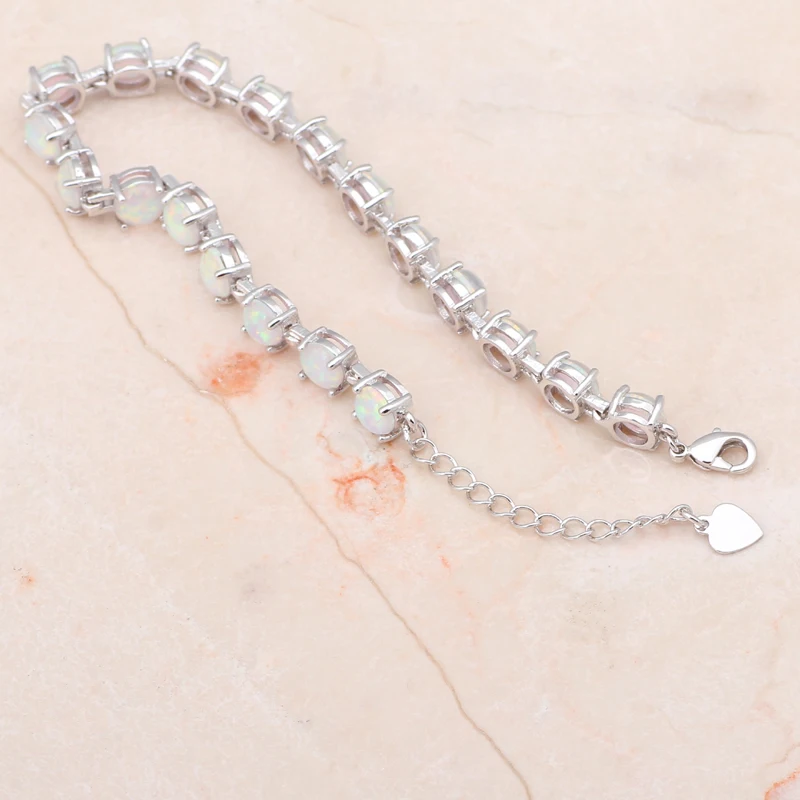 Роскошные Браслеты для Дамы бренд Дизайн Круглый Белый огненный опал Серебро