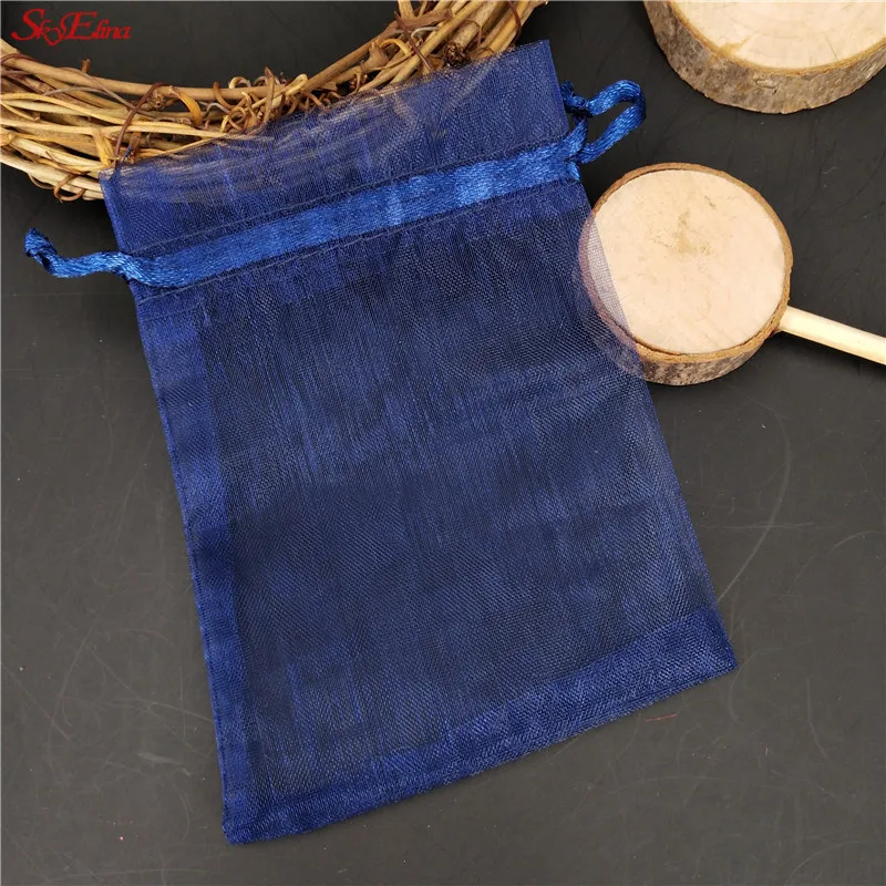 navy blue 6*8 см, 50 шт., 19 цветов, мешочек для ювелирных изделий, свадебный подарок, мешочек из органзы для ювелирных изделий, упаковка для ювелирных изделий, тюлевые пакеты 6Z - Цвет: navy blue