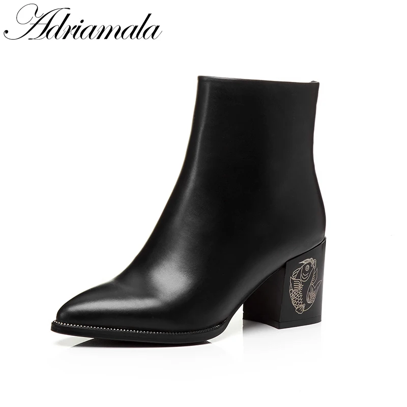 2017 острый носок толстый каблук Ботильоны для Осенне-зимняя Дамская обувь из