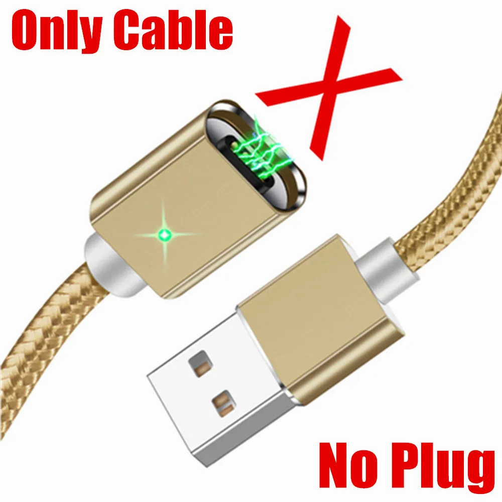 Only Cable No Plug Магнитный зарядный кабель OLAF для Xiaomi huawei, быстрый зарядный Магнитный кабель Micro usb type C для iPhone XS X, светодиодный шнур с магнитным проводом - Цвет: Only Cable No Plug