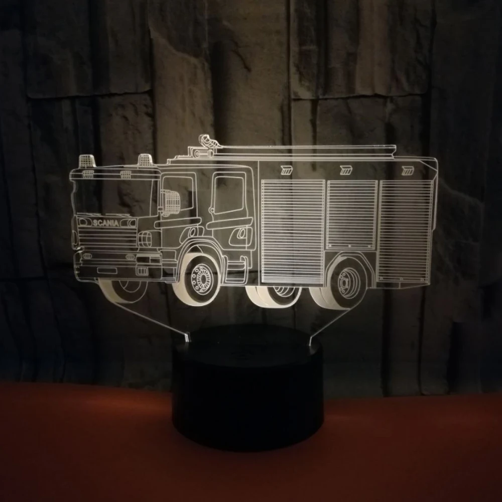 Новый пожарный грузовик сенсорная настольная лампа 7 видов цветов Изменение