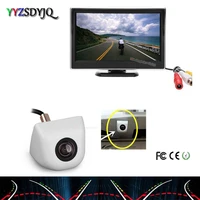 5 tft lcd monitor car rear view system parktronic cam intelligent dynamic moving parking line backup reverse camera kit white