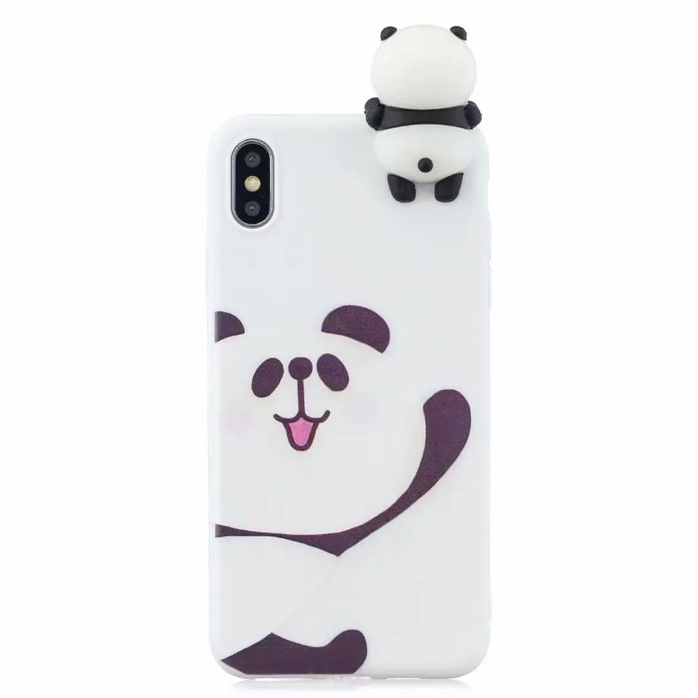 3D милый мультяшный чехол для iphone XS XR Max animal Panda pig Cat Силиконовый 5 5S SE 6 6s 7 8 Plus X