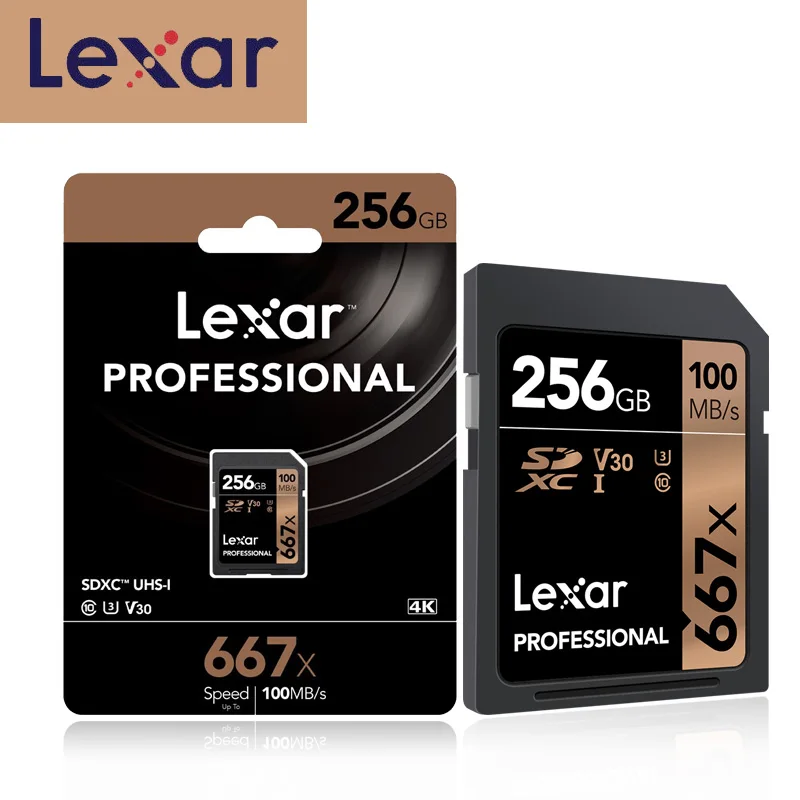 New Lexar SD Memory Flash Card 256GB SDXC U3 UHS-I Cards 100MB/s Class 10 667X tarjeta sd For 3D 4K video Digital SLR/HD camera