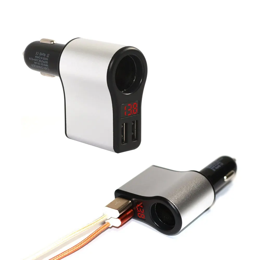 2 портовое автомобильное зарядное устройство USB авто штепсельная розетка адаптер