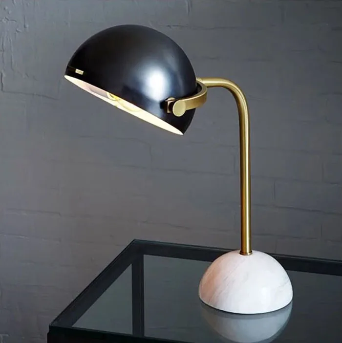 ZYY Ретро Имитация меди черный мрамор база настольная лампа для чтения