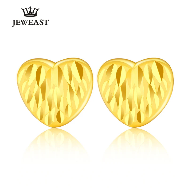 Серьги RN 24K из чистого золота серьги настоящего 999 пробы элегантные в форме сердца