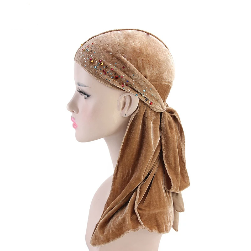 Унисекс дышащая бандана шляпа дрель бархат дюраг до тряпка длинный хвост