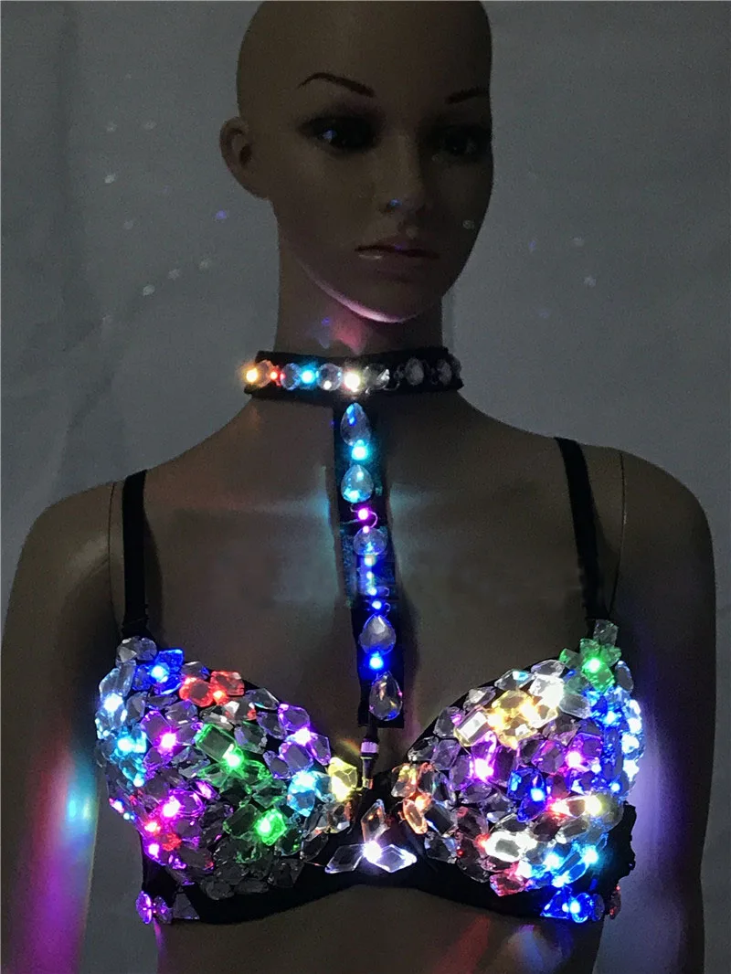 

LED colorful bra DJ Bars nightclubs costume disco dancing flash bra