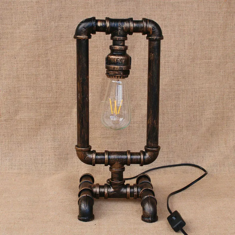 Потолочная настольная лампа в стиле индастриал Лофт железная водопроводная