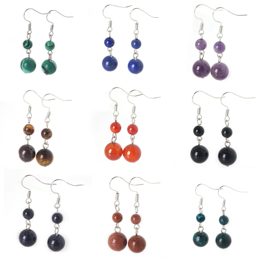 Женские серьги подвески с натуральным камнем 6 + 10 мм|earrings dangle|dangle drop earingsdangle earrings |
