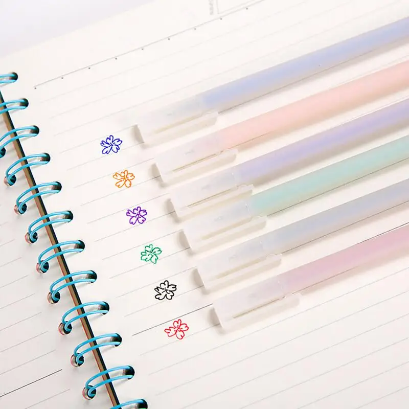 6 шт./партия Muji стиль 0.5 мм простые гелевая ручка иглы полный 6 видов цветов нейтральной ручка школьные, офисные принадлежности