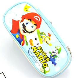 Школьные принадлежности милый пенал Mario Bros день рождения пенал из искусственной кожи на молнии Сумка-карандаш для студентов детей женщин макияж - Цвет: Синий